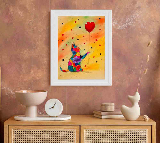 A cat with heart - original (framed) / prints available