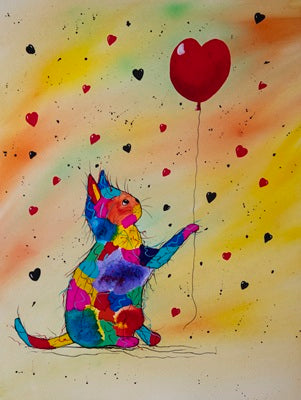 A cat with heart - original (framed) / prints available