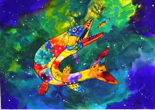 Great day fishing - original (framed) / prints available (SOLD)